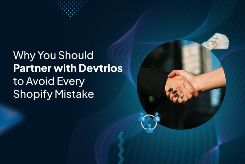 “Handshake representing partnership with Devtrios to avoid Shopify mistakes and optimize stores